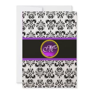 DAMASK PURPLE AMETHYST MONOGRAM,black and gold