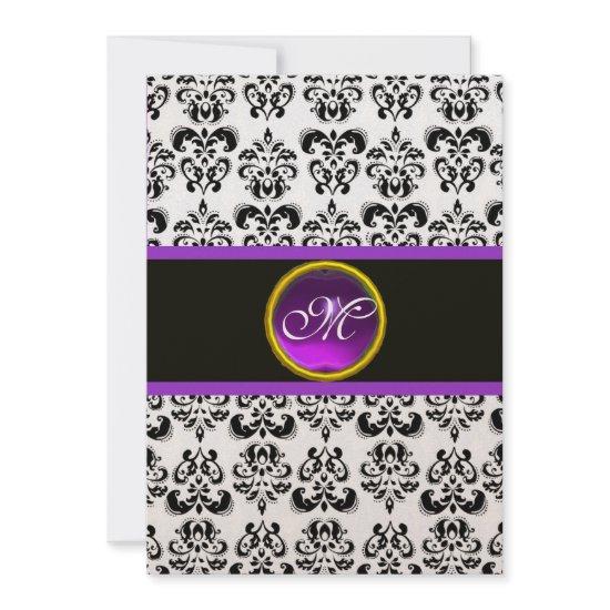 DAMASK PURPLE AMETHYST MONOGRAM,black and gold