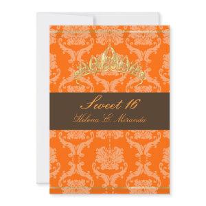 Damask Sweet 16/orange chocolate tiara/diy colors