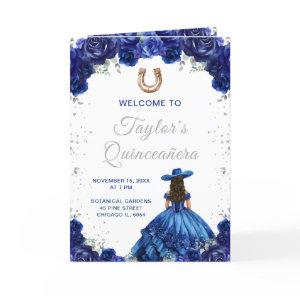 Dark Blue Princess Charro Quinceañera Program