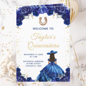 Dark Blue Princess Charro Quinceañera Program