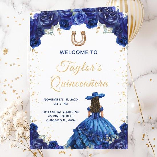 Dark Blue Princess Charro Quinceañera Program