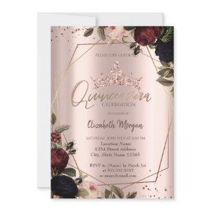 Dark Flowers Crown Rose Gold Quinceañera