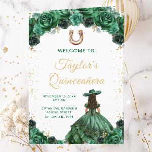 Dark Green Princess Charro Quinceañera Program