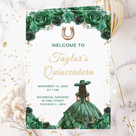 Dark Green Princess Charro Quinceañera Program