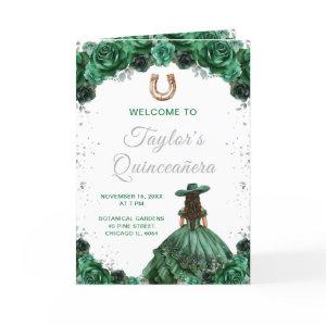 Dark Green Princess Charro Quinceañera Program