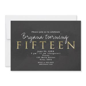 Dark Grey & Gold 15TH 15 Birthday Party
