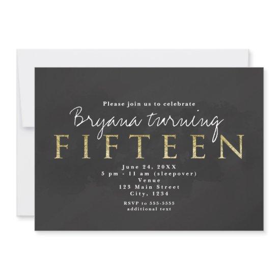 Dark Grey & Gold 15TH 15 Birthday Party