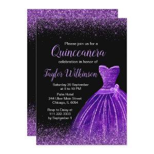 Dark Purple Dress Faux Glitter Quinceanera