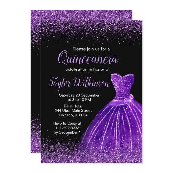 Dark Purple Dress Faux Glitter Quinceanera