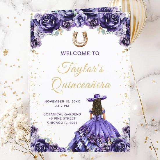 Dark Purple Princess Charro Quinceañera Program