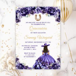Dark Purple Princess Floral Charro Quinceañera