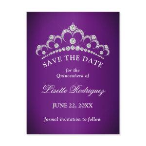 Dark Purple Quinceanera Save The Date Postcard