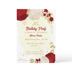 dark red & white flowers gold birthday party