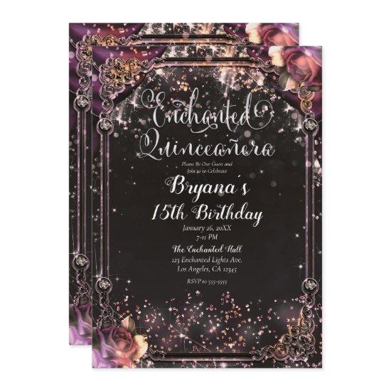 Dark Sparkle Glitter Glam Lights Quinceañera