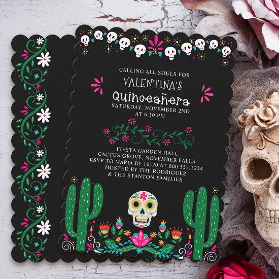Day of the Dead Floral Skulls Quinceanera