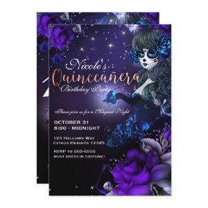 Day of the Dead Girl Purple Blue Quinceañera Party