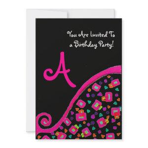 DECO MONOGRAM BIRTHDAY PARTY, fuchsia black gold