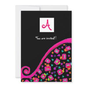 DECO MONOGRAM,black ,pink violet white