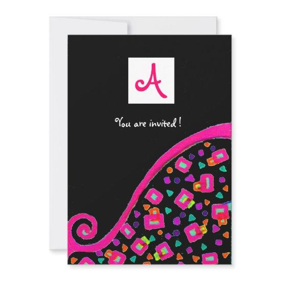 DECO MONOGRAM,black ,pink violet white