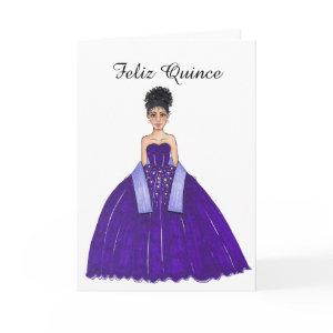 Deep Dark Purple Quinceanera Birthday Card