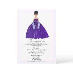 Deep Dark Purple Quinceanera  Card