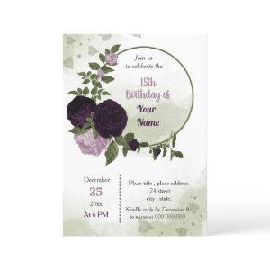 deep light purple flowers green wreath birthday