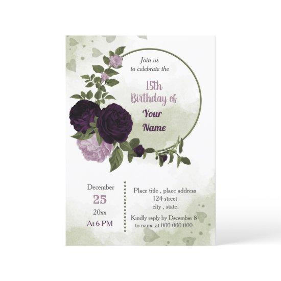 deep light purple flowers green wreath birthday