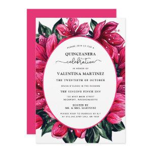Deep Pink Floral Quinceanera