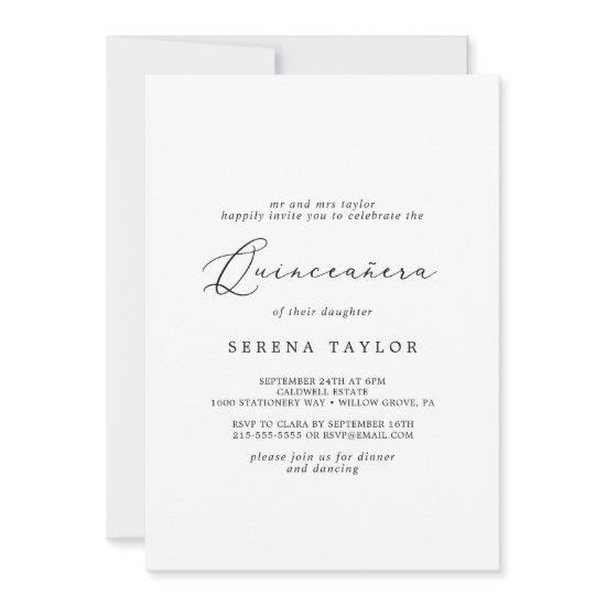 Delicate Black Calligraphy Quinceañera