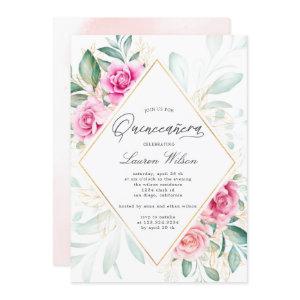 delicate garden floral pink roses Quinceanera