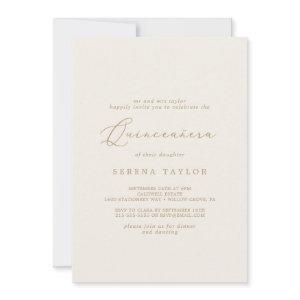 Delicate Gold Calligraphy | Cream Quinceañera
