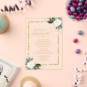 Delicate White And Gold Floral Quinceañera  Acrylic