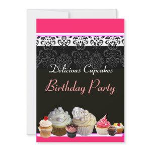 DELICIOUS CUPCAKES BIRTHDAY PARTY ,red pink black