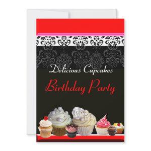 DELICIOUS CUPCAKES BIRTHDAY PARTY ,red pink black
