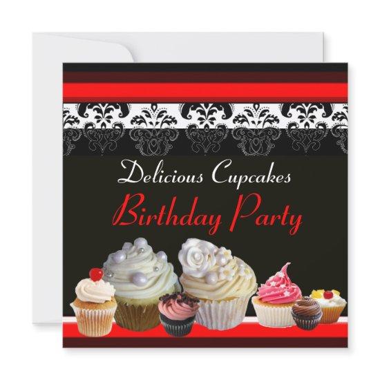 DELICIOUS CUPCAKES BIRTHDAY PARTY ,red pink black