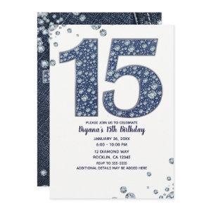 Denim & Diamonds Bling Sparkle 15TH 15 Birthday