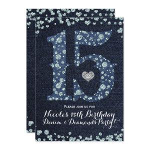 Denim & Diamonds Fifteen 15 15th Birthday Party