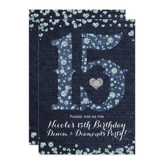 Denim & Diamonds Fifteen 15 15th Birthday Party