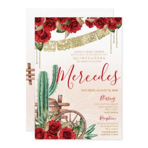 Desert Cactus Red Rose Western Charro Quinceanera