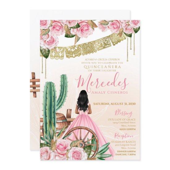 Desert Rose Pink Charro Quinceanera Western Cactus