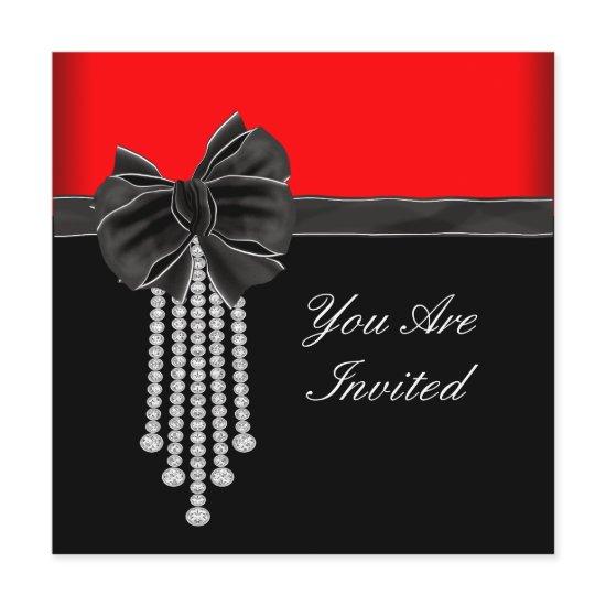 Diamond Bow Red Black Party