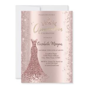 Diamond Dress Rose Gold Glitter Dust Quinceañera