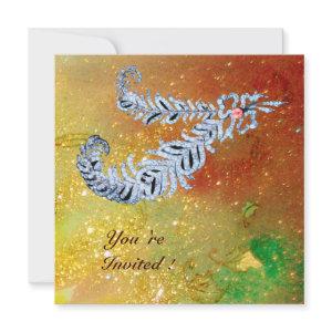 DIAMOND FEATHERS ,brown yellow green gold sparkles
