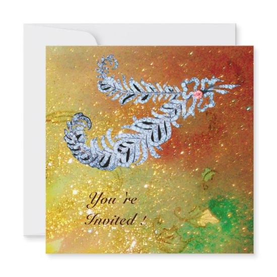 DIAMOND FEATHERS ,brown yellow green gold sparkles