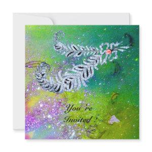 DIAMOND FEATHERS ,green purple gold sparkles
