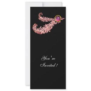 DIAMOND FEATHERS MONOGRAM ,red ruby ,pink