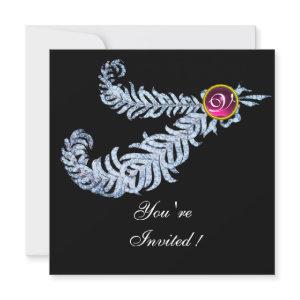 DIAMOND FEATHERS MONOGRAM ,red ruby ,pink