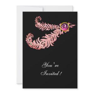 DIAMOND FEATHERS MONOGRAM ,red ruby ,pink