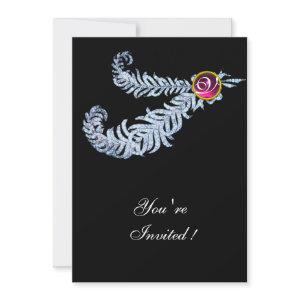 DIAMOND FEATHERS MONOGRAM ,red ruby ,pink